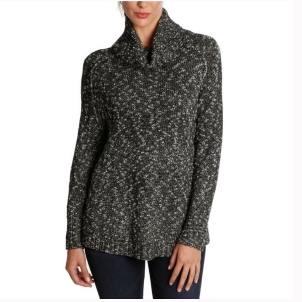 LUCKY BRAND Trapeze Marled Knit Sweater Black XL